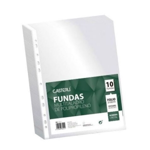 BOLSA DE 10 FUNDAS FOLIO 90 MICRAS ACABADO CRISTAL CASTERLI