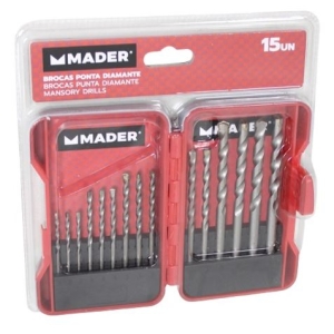 JUEGO 15 PCS BROCAS PUNTA DIAMENTE HORMIGON MADER