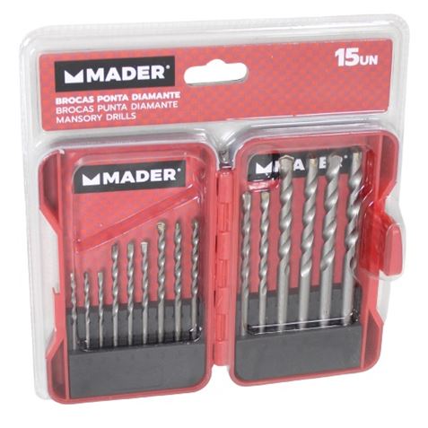 JUEGO 15 PCS BROCAS PUNTA DIAMENTE HORMIGON MADER