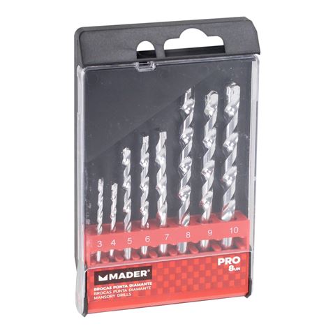 JUEGO 8 PCS BROCAS PUNTA DIAMENTE HORMIGON MADER
