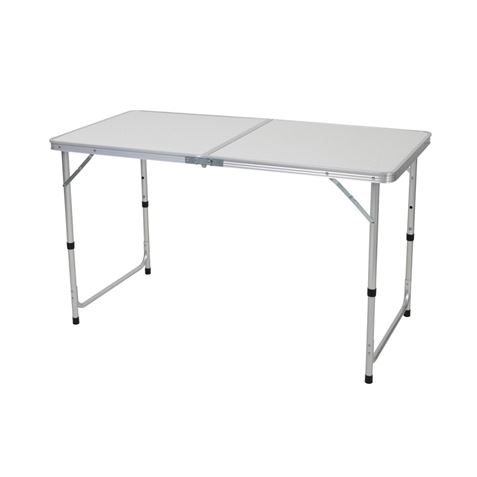 MESA CAMPING PLEGABLE BLANCA 2 POSICIONES ALUMINIO/MDF 90X60X40/70CM