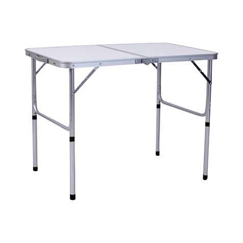 MESA CAMPING PLEGABLE BLANCA 3 POSICIONES ALUMINIO/MDF 120X60X500/61.5/70CM