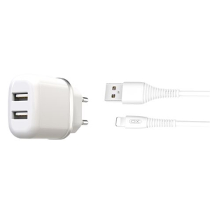 PACK CARGADOR CORRIENTE L69 2.4A + CABLE LIGHTNING BLANCO XO