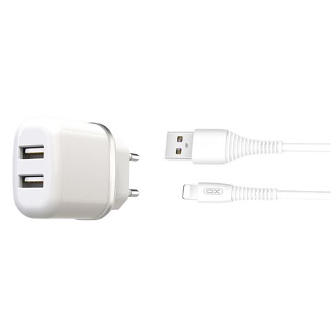 PACK CARGADOR CORRIENTE L69 2.4A + CABLE LIGHTNING BLANCO XO