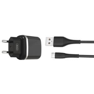 PACK CARGADOR CORRIENTE L69 2.4A + CABLE TIPO C NEGRO XO