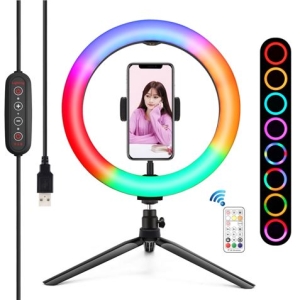 KIT YOUTUBER BGD007 BASE + SOPORTE SMARTPHONE + LUZ 10" 26CM RGB XO