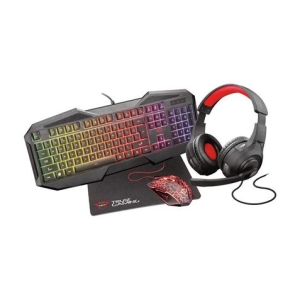 PACK TRUST GAMING GXT 1180RW | TECLADO + RATON + AURICULARES + ALFOMBRILLA