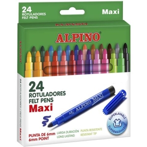 ESTUCHE 24 UNIDADES ROTULADORES PUNTA GRUESA ALPINO
