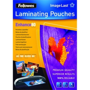 PACK 100 BOLSAS PLASTIFICACION 80 MICRAS A3 303X426 FELLOWES