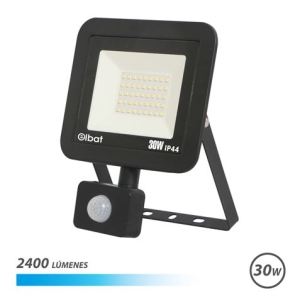 FOCO LED SERIE SLIM 30W CON SENSOR 6500K COLOR NEGRO ELBAT