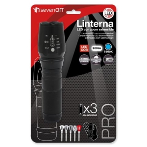 LINTERNA LED ZOOM EXTENSIBLE 200LUMEN SEVENON