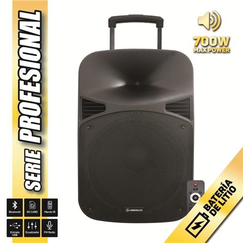 ALTAVOZ AUTOAMPLIFICADO 15" 700W CON BATERIA SERIE PRO COOLSOUND