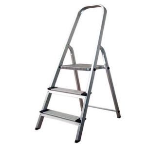 ESCALERA METÁLICA 3 PELDAÑOS GRIS 130X42X56CM