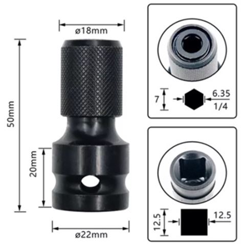 ADAPTADOR PARA LLAVES DE VASO DE IMPACTO DE 1/2" A 1/4" BLIM - Imagen 3