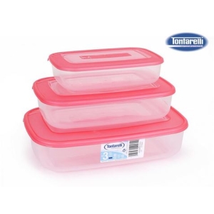 SET 3 TUPPER RECTANGULARES FAMILY ROJO TONTARELLI