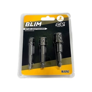 KIT 3 ADAPTADORES 1/4" HEXAGONAL A 1/4"-3/8"-1/2" BLIM