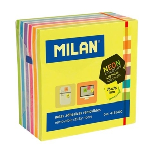 BLOC DE 400 NOTAS ADHESIVAS NEON 76X76MM MILAN