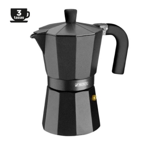 CAFETERA ALUMINIO 3 TAZAS VITRO NOIR NEGRO MONIX
