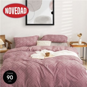 COLCHA DE CAMA ROMBOS ROSA 180X265CM RELLENO 90GR/M2 HBS