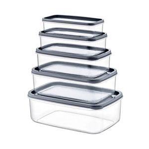 SET 5 TUPPER RECTANGULARES GRIS 330-530-850-1300-2100ML