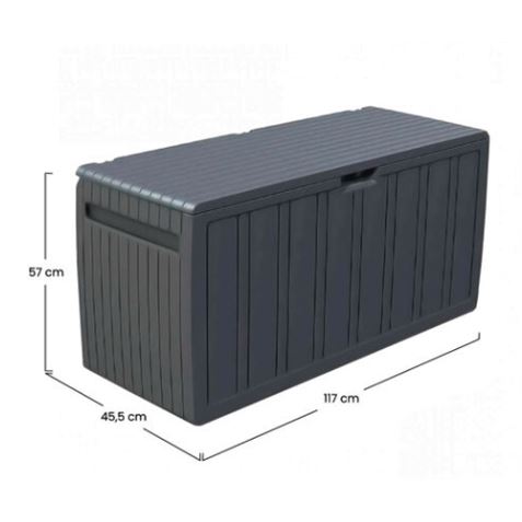 BAUL RESINA GRIS 270LITROS 117X45.5X57CM - Imagen 3