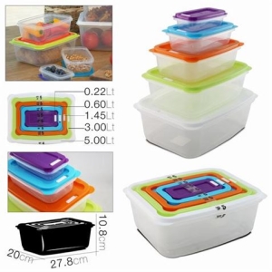 PACK 5 TUPPER PLASTICOS APILABLES COLORES URBAN LIVIN