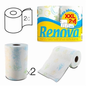 PACK 2 ROLLOS PAPEL DE COCINA AOBSORVENTE MAXI XXL RENOVA