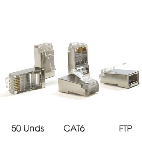 PAQUETE 50 CONECTORES RJ45 CAT6 FTP CROMAD