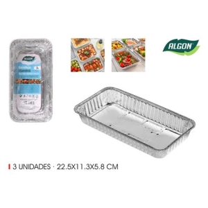 SET 3 BANDEJAS ALUMINIO RECTANGULARES ALGON