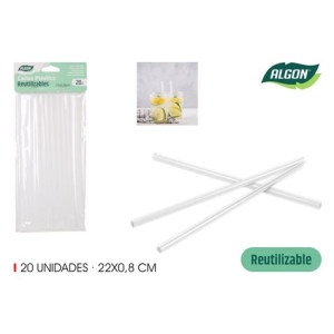 PACK 20 CAÑITAS PLASTICO REUTILIZABLE TRANSPARENTE ALGO