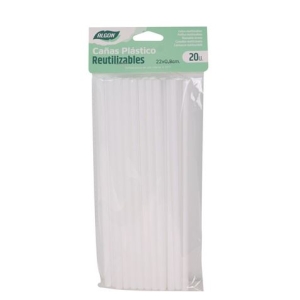 PACK 20 CAÑITAS PLASTICO REUTILIZABLE BLANCO ALGON