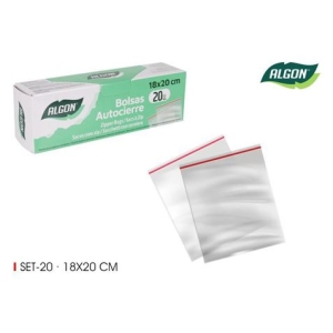 PACK 20 BOLSAS AUTOCIERRE TIPO ZIP 18X20CM ALGON