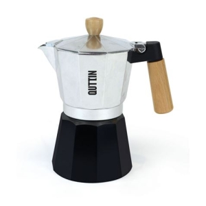 CAFETERA 6 TAZAS INDUCCION ALUMINIO MANGO MADERA QUTTIN