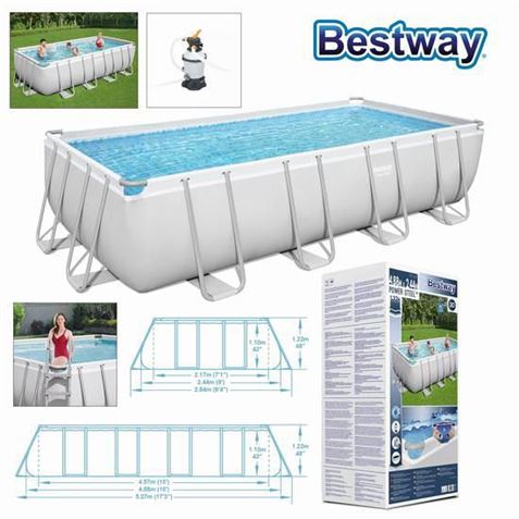 PISCINA RECTANGULAR + BOMBA Y FILTRO 488X244X122CM BESTWAY