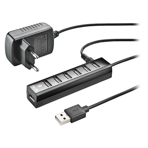 HUB 7 PUERTOS USB 2.0 CON ALIMENTACION DE CORRIENTE IHUB7 TINY NGS
