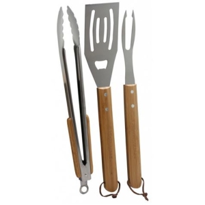 KIT UTENSILIOS BARBACOA 3 PIEZAS MANGO MADERA CAMPINGAZ