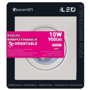 FOCO LED CUADRADO EMPOTRABLE ORIENTABLE 38º 10W SEVEN ON