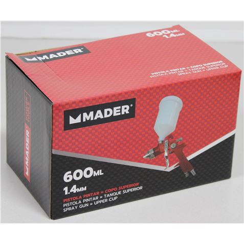 PISTOLA PINTAR VASO SUPERIOR, 1.4mm. 600mL. MADER - Imagen 2