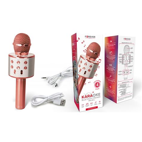 MICROFONO KARAOKE BLUETOOTH BMS-300 LITE ROSE GOLD FOREVER - Imagen 2