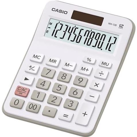 CALCULADORA ESCRITORIO PEQUEÑA 12 DIGITOS BLANCA MX-12B CASIO