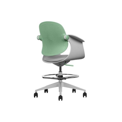 SILLA / TABURETE DE OFICINA TOP WORK VERDE CROMAD - Imagen 3