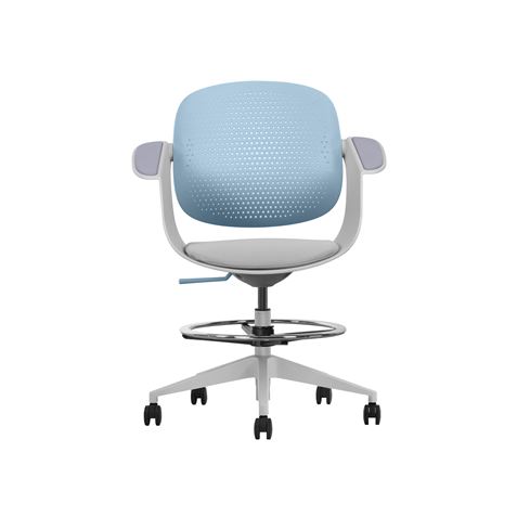 SILLA / TABURETE DE OFICINA TOP WORK AZUL CROMAD - Imagen 2