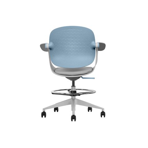 SILLA / TABURETE DE OFICINA TOP WORK AZUL CROMAD - Imagen 3