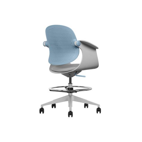 SILLA / TABURETE DE OFICINA TOP WORK AZUL CROMAD - Imagen 5