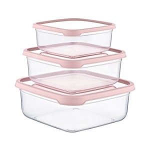 SET 3 TUPPER CUADRADOS ROSA 400-800-1400ML