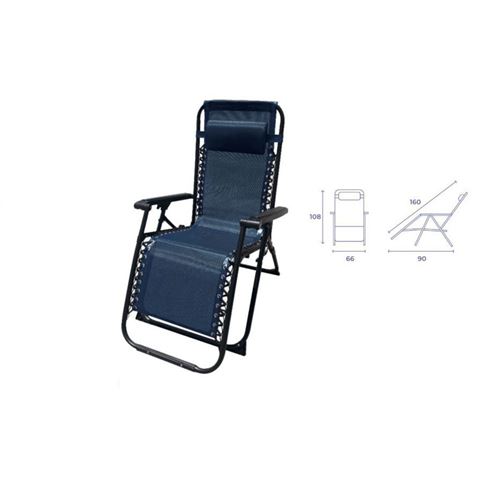 TUMBONA PLEGABLE AZUL MARINO DE ACERO CON COJIN CERVICAL - Imagen 2