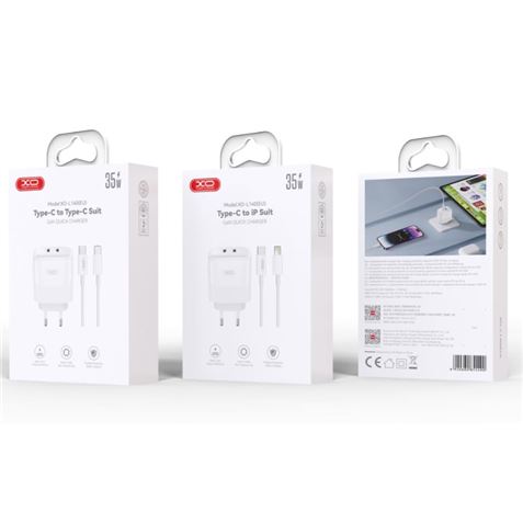 CARGADOR 2XTIPO C 35W CARGA RAPIDA XOL140 + CABLE LIGTHNING XO - Imagen 2
