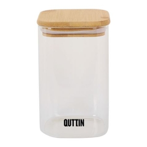 TARRO CUADRADO CON TAPA DE BAMBU 720ML QUTTIN