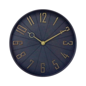 RELOJ DE PARED NEGRO DORADO CON RELIEVE 27CM