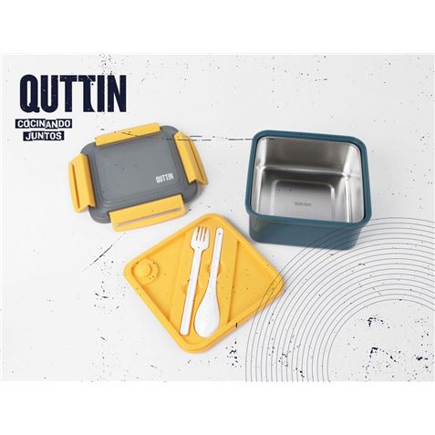 FIAMBRERA CUADRADA 1.5 LITROS INOX Y APTO PARA MICROONDAS CON CUBIERTOS - Imagen 2